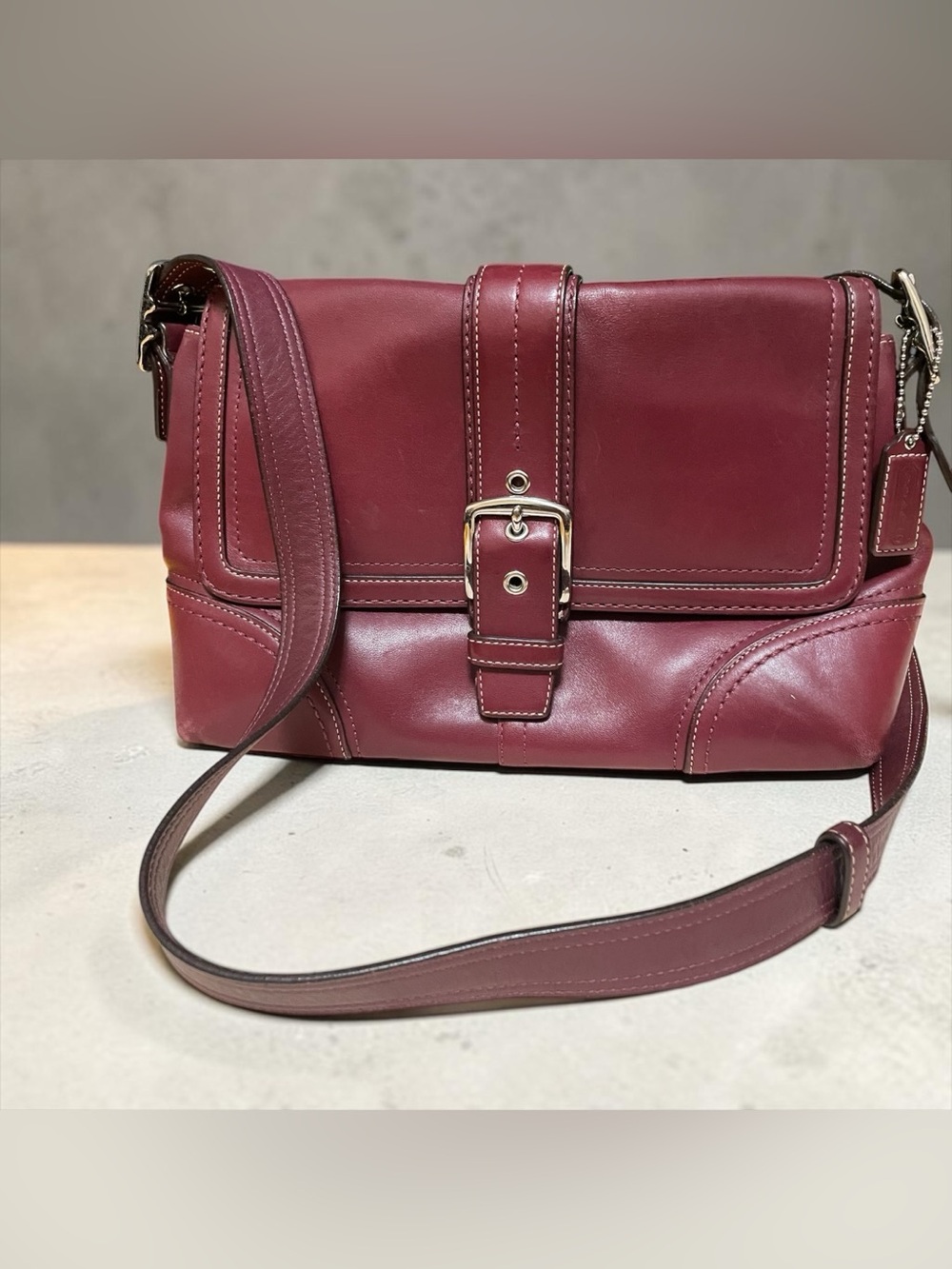 Vintage Coach Hamptons / Soho leather buckle flap bag